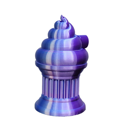 Znet3D Poop Emoji Trophy - Perfect Award or Gift - Handmade w/Additive Manufacturing - 6" inches Tall - Featuring a Solid Poop Emoji Secured on a Column Pilla (Blue/Purple)