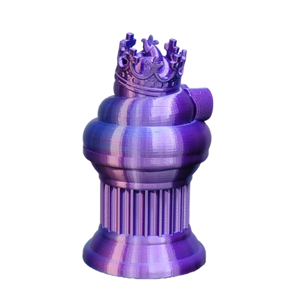 Znet3D King Poop Emoji Trophy - Fun Award & Gift - Handmade w/Additive Manufacturing - 6" inches Tall - Featuring a Solid Poop Emoji with a Crown, Secured on a Column Pillar (Blue/Purple)