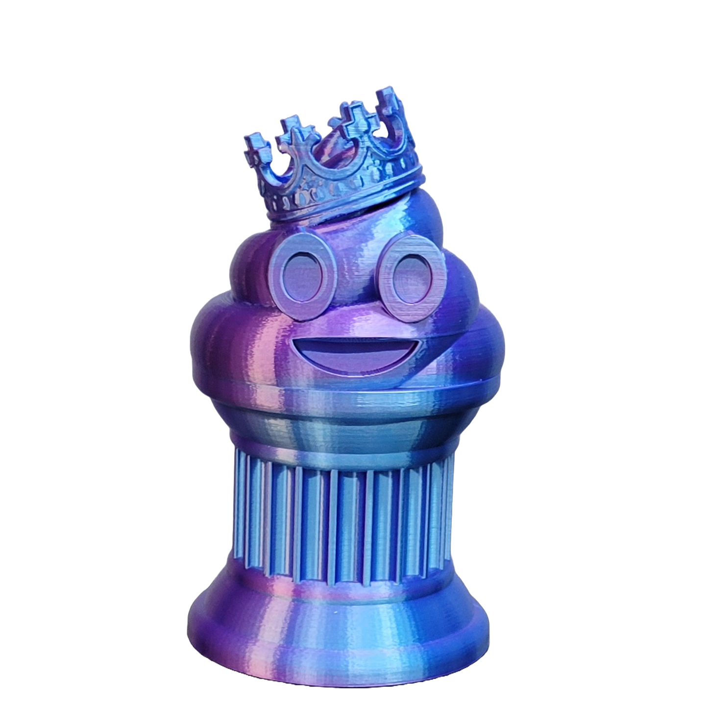 Znet3D King Poop Emoji Trophy - Fun Award & Gift - Handmade w/Additive Manufacturing - 6" inches Tall - Featuring a Solid Poop Emoji with a Crown, Secured on a Column Pillar