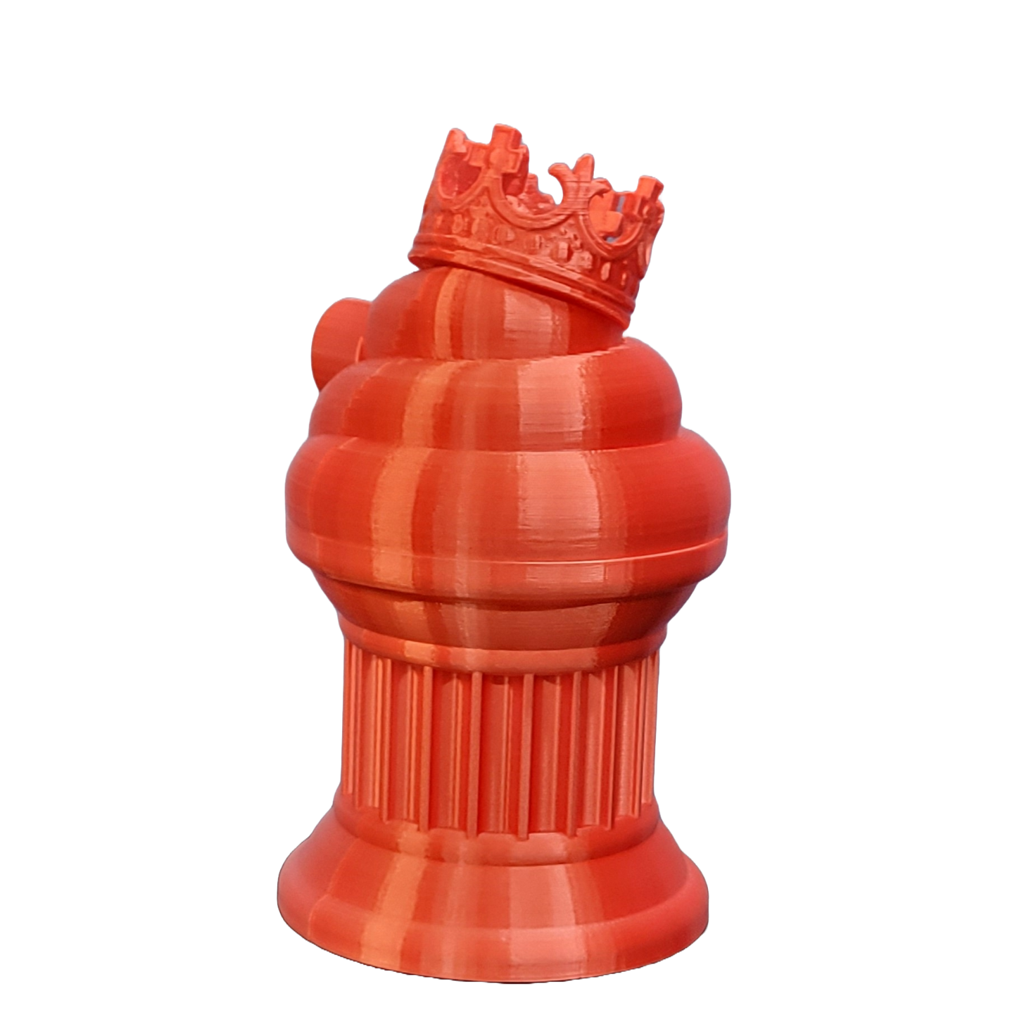 Znet3D King Poop Emoji Trophy - Fun Award & Gift - Handmade w/Additive Manufacturing - 6" inches Tall - Featuring a Solid Poop Emoji with a Crown, Secured on a Column Pillar (White/Red)