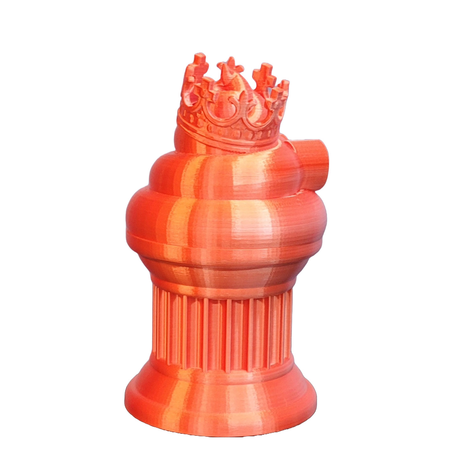 Znet3D King Poop Emoji Trophy - Fun Award & Gift - Handmade w/Additive Manufacturing - 6" inches Tall - Featuring a Solid Poop Emoji with a Crown, Secured on a Column Pillar (White/Red)