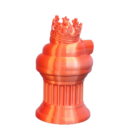 Znet3D King Poop Emoji Trophy - Fun Award & Gift - Handmade w/Additive Manufacturing - 6" inches Tall - Featuring a Solid Poop Emoji with a Crown, Secured on a Column Pillar (White/Red)