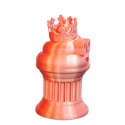 Znet3D King Poop Emoji Trophy - Fun Award & Gift - Handmade w/Additive Manufacturing - 6" inches Tall - Featuring a Solid Poop Emoji with a Crown, Secured on a Column Pillar (White/Red)