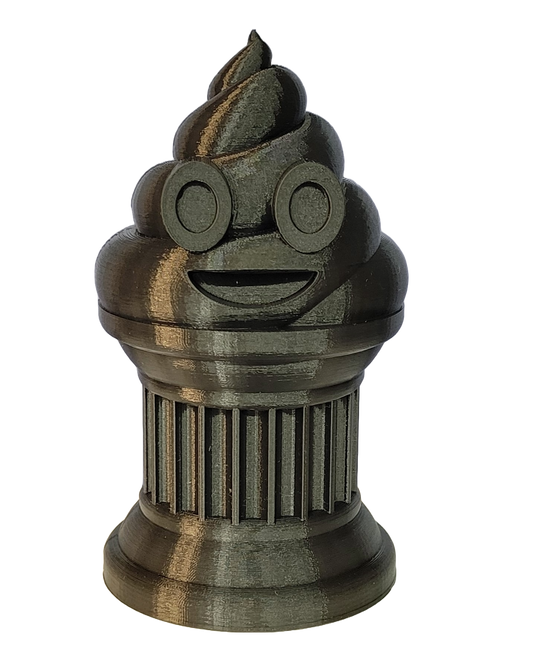 Znet3D Poop Emoji Trophy - Perfect Award or Gift - Handmade w/Additive Manufacturing - 6" inches Tall - Featuring a Solid Poop Emoji Secured on a Column Pillar (Black)