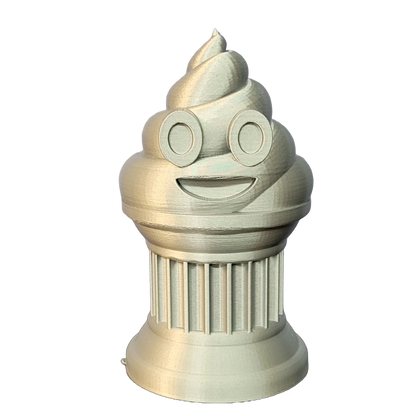 Znet3D Poop Emoji Trophy - Perfect Award or Gift - Handmade w/Additive Manufacturing - 6" inches Tall - Featuring a Solid Poop Emoji Secured on a Column Pillar (Silver)