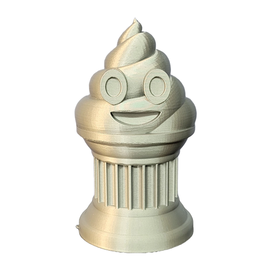 Znet3D Poop Emoji Trophy - Perfect Award or Gift - Handmade w/Additive Manufacturing - 6" inches Tall - Featuring a Solid Poop Emoji Secured on a Column Pillar (Silver)