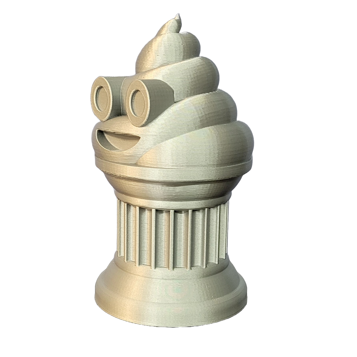 Znet3D Poop Emoji Trophy - Perfect Award or Gift - Handmade w/Additive Manufacturing - 6" inches Tall - Featuring a Solid Poop Emoji Secured on a Column Pillar (Silver)