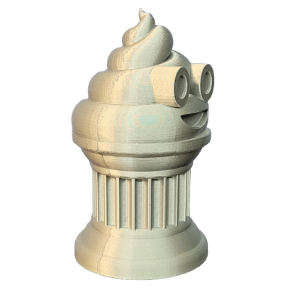 Znet3D Poop Emoji Trophy - Perfect Award or Gift - Handmade w/Additive Manufacturing - 6" inches Tall - Featuring a Solid Poop Emoji Secured on a Column Pillar (Silver)