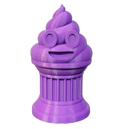 Znet3D Poop Emoji Trophy - Perfect Award or Gift - Handmade w/Additive Manufacturing - 6" inches Tall - Featuring a Solid Poop Emoji Secured on a Column Pillar (Purple)