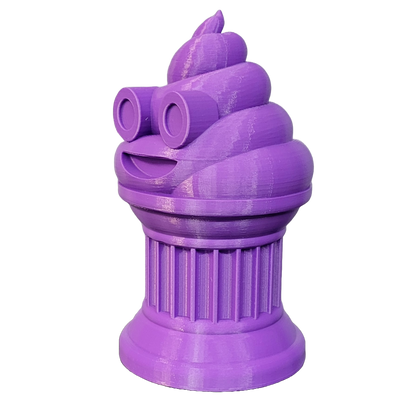 Znet3D Poop Emoji Trophy - Perfect Award or Gift - Handmade w/Additive Manufacturing - 6" inches Tall - Featuring a Solid Poop Emoji Secured on a Column Pillar (Purple)