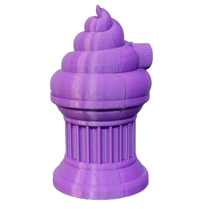 Znet3D Poop Emoji Trophy - Perfect Award or Gift - Handmade w/Additive Manufacturing - 6" inches Tall - Featuring a Solid Poop Emoji Secured on a Column Pillar (Purple)