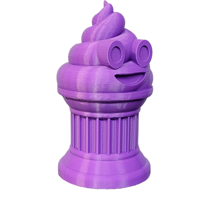 Znet3D Poop Emoji Trophy - Perfect Award or Gift - Handmade w/Additive Manufacturing - 6" inches Tall - Featuring a Solid Poop Emoji Secured on a Column Pillar (Purple)
