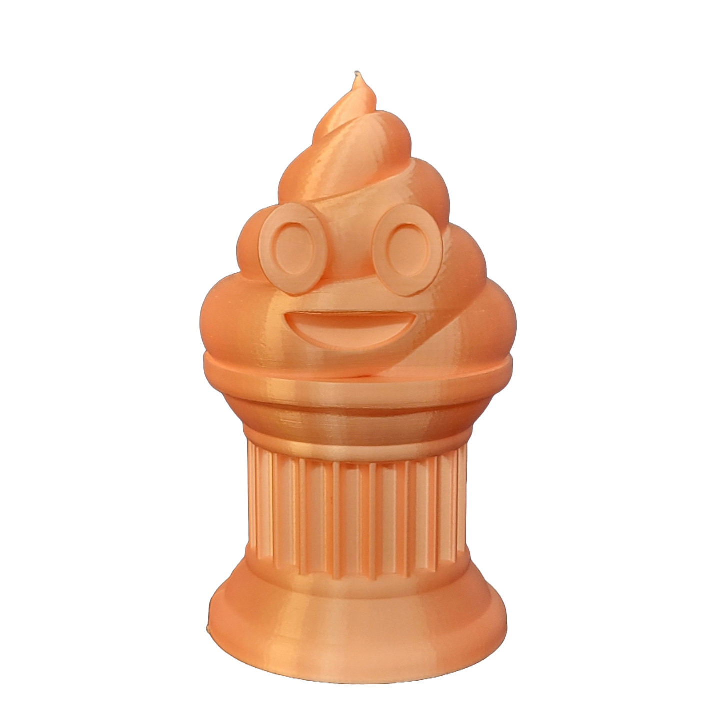 Znet3D Poop Emoji Trophy - Perfect Award or Gift - Handmade w/Additive Manufacturing - 6" inches Tall - Featuring a Solid Poop Emoji Secured on a Column Pilla (Silk Pink)