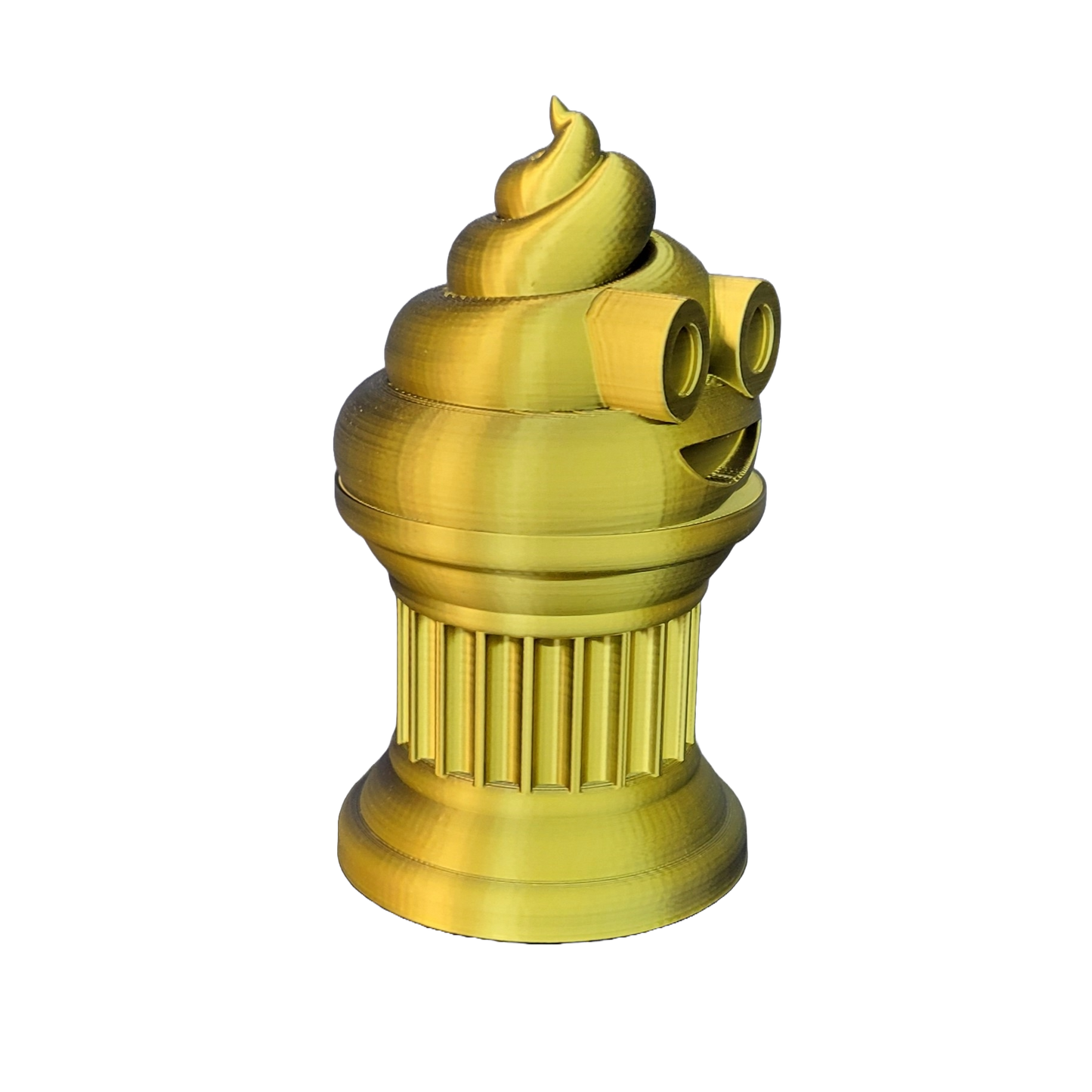 Znet3D Poop Emoji Trophy - Perfect Award or Gift - Handmade w/Additive Manufacturing - 6" inches Tall - Featuring a Solid Poop Emoji Secured on a Column Pilla (Black/Gold)