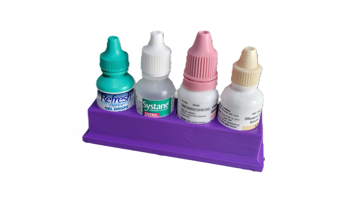 Eye Drop Bottle Organizer Tray – 4-Slot Holder for Eye Drops Compact Storage Rack Made in USA by Znet3D