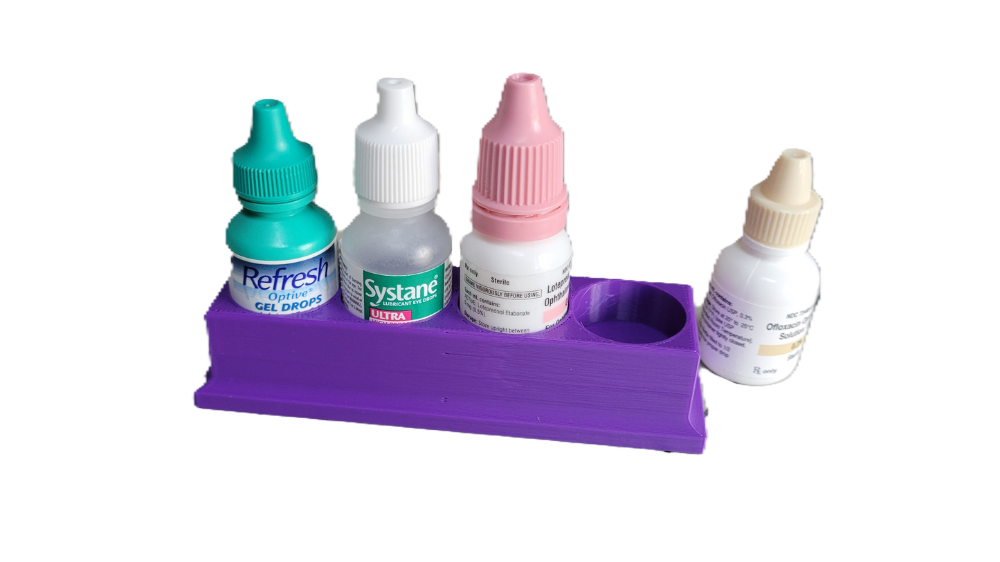 Eye Drop Bottle Organizer Tray – 4-Slot Holder for Eye Drops Compact Storage Rack Made in USA by Znet3D