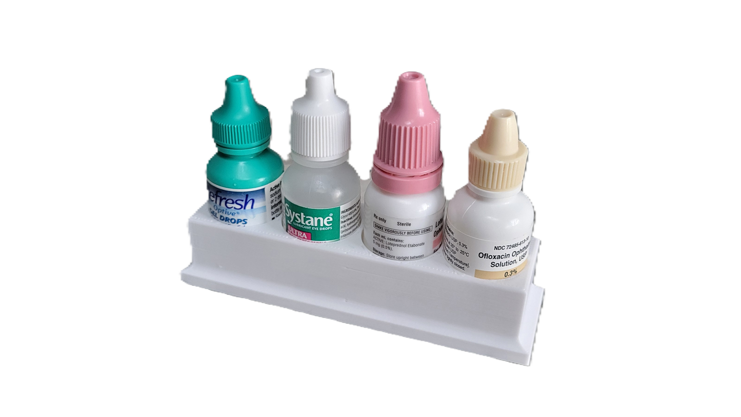 Eye Drop Bottle Organizer Tray – 4-Slot Holder for Eye Drops Compact Storage Rack Made in USA by Znet3D
