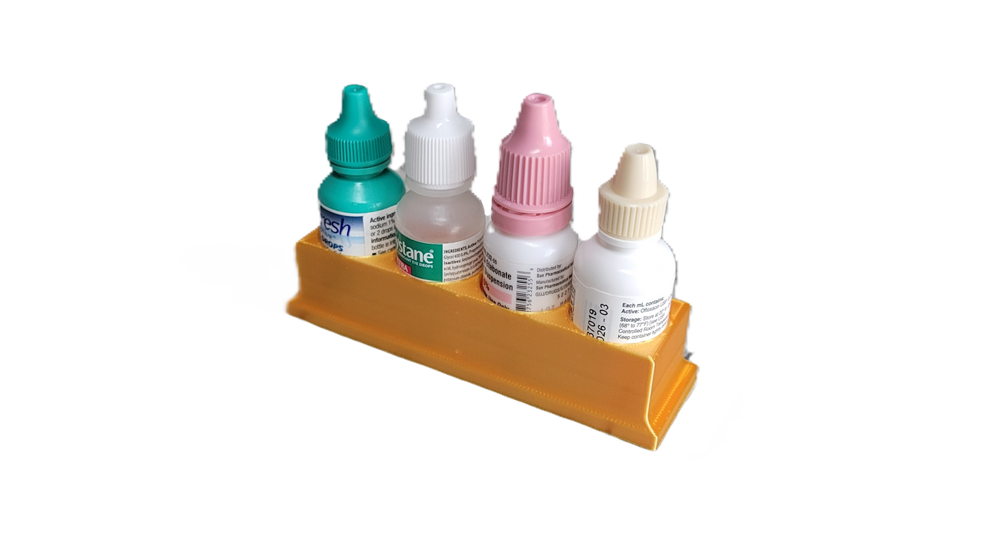 Eye Drop Bottle Organizer Tray – 4-Slot Holder for Eye Drops Compact Storage Rack Made in USA by Znet3D