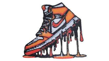 Znet3D Drip Jordan Sneaker Magnet, Bold Streetwear-Inspired, Decorative Magnet for Refrigerator, Locker Room or Office. Vibrant High-Top Jordan Nike Shoe Illustration