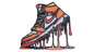 Znet3D Drip Jordan Sneaker Magnet, Bold Streetwear-Inspired, Decorative Magnet for Refrigerator, Locker Room or Office. Vibrant High-Top Jordan Nike Shoe Illustration