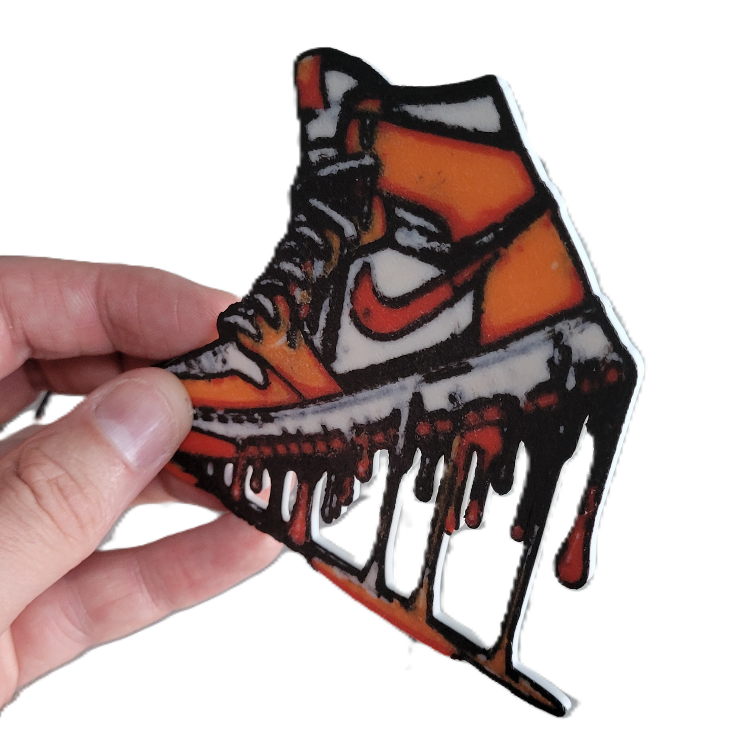 Znet3D Drip Jordan Sneaker Magnet, Bold Streetwear-Inspired, Decorative Magnet for Refrigerator, Locker Room or Office. Vibrant High-Top Jordan Nike Shoe Illustration