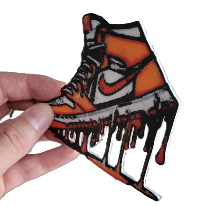 Znet3D Drip Jordan Sneaker Magnet, Bold Streetwear-Inspired, Decorative Magnet for Refrigerator, Locker Room or Office. Vibrant High-Top Jordan Nike Shoe Illustration