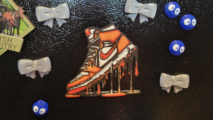 Znet3D Drip Jordan Sneaker Magnet, Bold Streetwear-Inspired, Decorative Magnet for Refrigerator, Locker Room or Office. Vibrant High-Top Jordan Nike Shoe Illustration