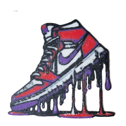 Znet3D Drip Jordan Sneaker Magnet, Bold Streetwear-Inspired, Decorative Magnet for Refrigerator, Locker Room or Office. Vibrant High-Top Jordan Nike Shoe Illustration