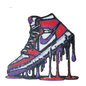 Znet3D Drip Jordan Sneaker Magnet, Bold Streetwear-Inspired, Decorative Magnet for Refrigerator, Locker Room or Office. Vibrant High-Top Jordan Nike Shoe Illustration