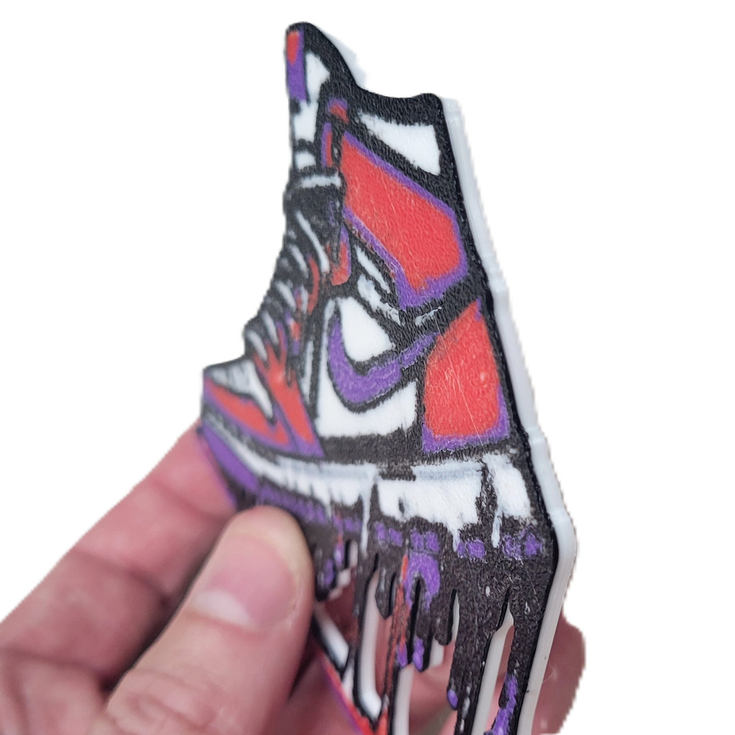 Znet3D Drip Jordan Sneaker Magnet, Bold Streetwear-Inspired, Decorative Magnet for Refrigerator, Locker Room or Office. Vibrant High-Top Jordan Nike Shoe Illustration