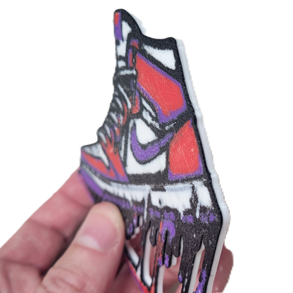 Znet3D Drip Jordan Sneaker Magnet, Bold Streetwear-Inspired, Decorative Magnet for Refrigerator, Locker Room or Office. Vibrant High-Top Jordan Nike Shoe Illustration