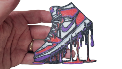 Znet3D Drip Jordan Sneaker Magnet, Bold Streetwear-Inspired, Decorative Magnet for Refrigerator, Locker Room or Office. Vibrant High-Top Jordan Nike Shoe Illustration