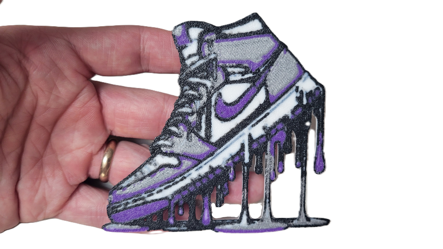 Znet3D Drip Jordan Sneaker Magnet, Bold Streetwear-Inspired, Decorative Magnet for Refrigerator, Locker Room or Office. Vibrant High-Top Jordan Nike Shoe Illustration