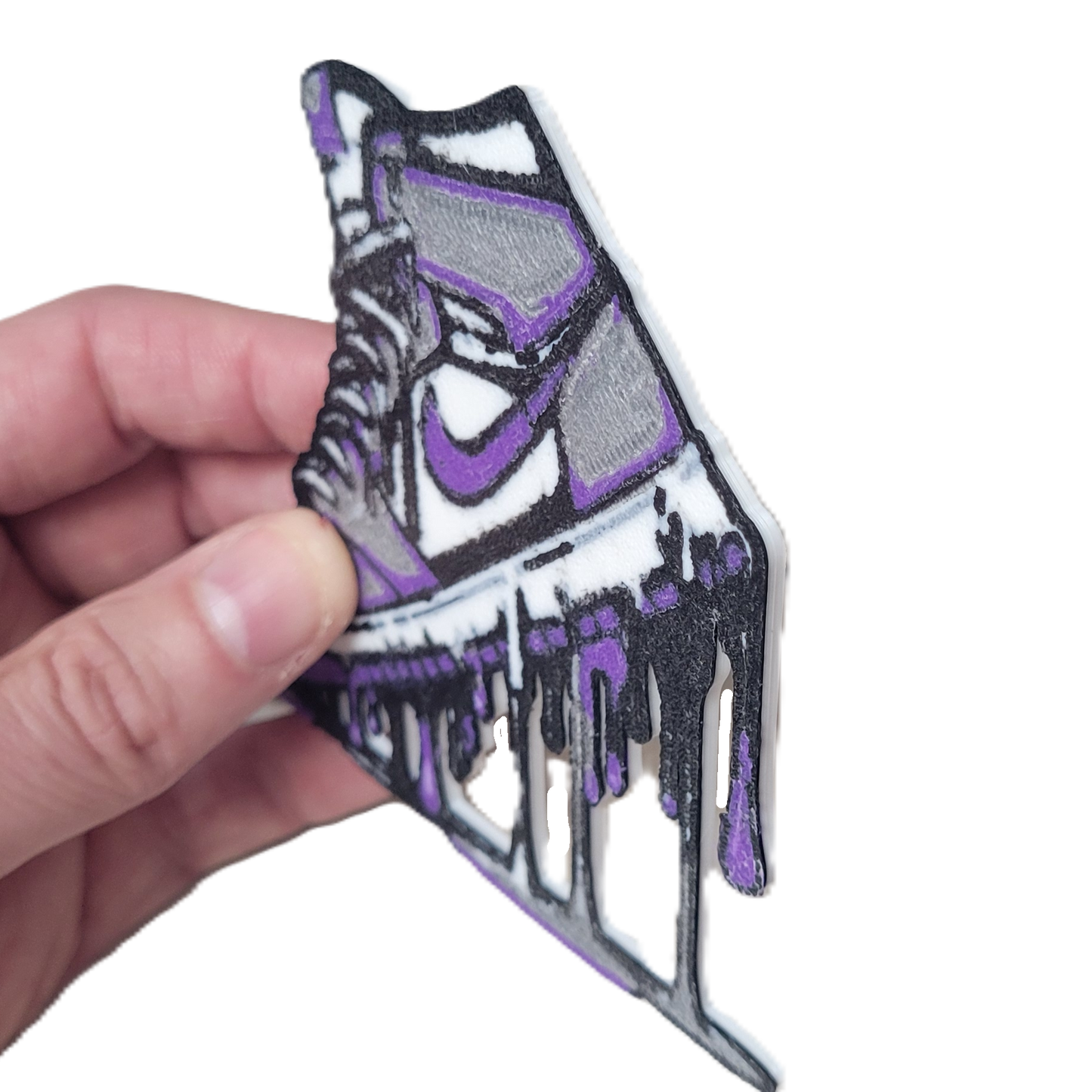 Znet3D Drip Jordan Sneaker Magnet, Bold Streetwear-Inspired, Decorative Magnet for Refrigerator, Locker Room or Office. Vibrant High-Top Jordan Nike Shoe Illustration