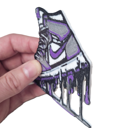 Znet3D Drip Jordan Sneaker Magnet, Bold Streetwear-Inspired, Decorative Magnet for Refrigerator, Locker Room or Office. Vibrant High-Top Jordan Nike Shoe Illustration