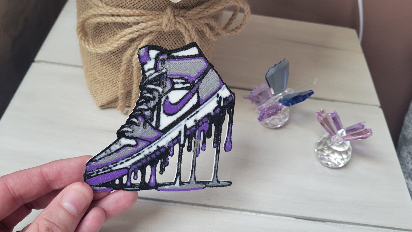 Znet3D Drip Jordan Sneaker Magnet, Bold Streetwear-Inspired, Decorative Magnet for Refrigerator, Locker Room or Office. Vibrant High-Top Jordan Nike Shoe Illustration