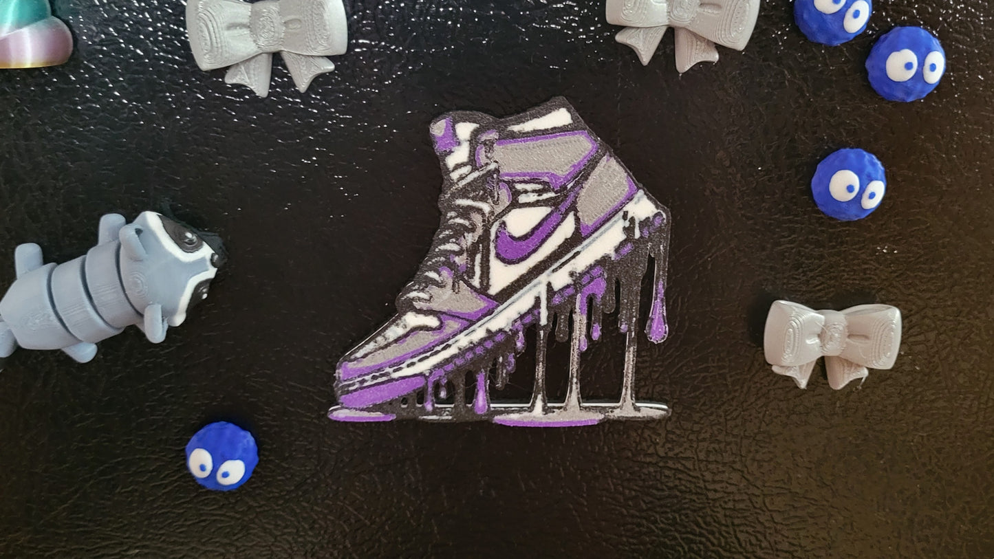 Znet3D Drip Jordan Sneaker Magnet, Bold Streetwear-Inspired, Decorative Magnet for Refrigerator, Locker Room or Office. Vibrant High-Top Jordan Nike Shoe Illustration