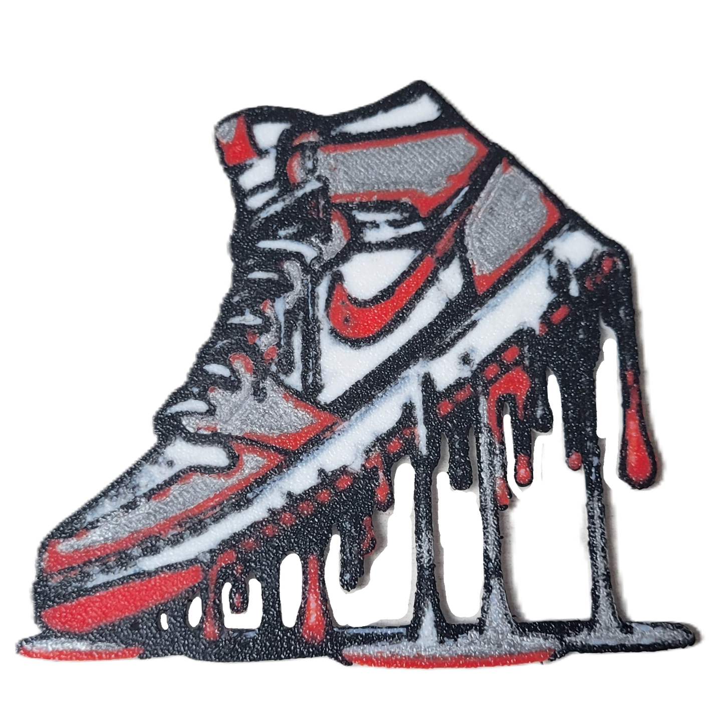 Znet3D Drip Jordan Sneaker Magnet, Bold Streetwear-Inspired, Decorative Magnet for Refrigerator, Locker Room or Office. Vibrant High-Top Jordan Nike Shoe Illustration
