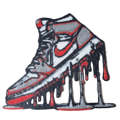 Znet3D Drip Jordan Sneaker Magnet, Bold Streetwear-Inspired, Decorative Magnet for Refrigerator, Locker Room or Office. Vibrant High-Top Jordan Nike Shoe Illustration