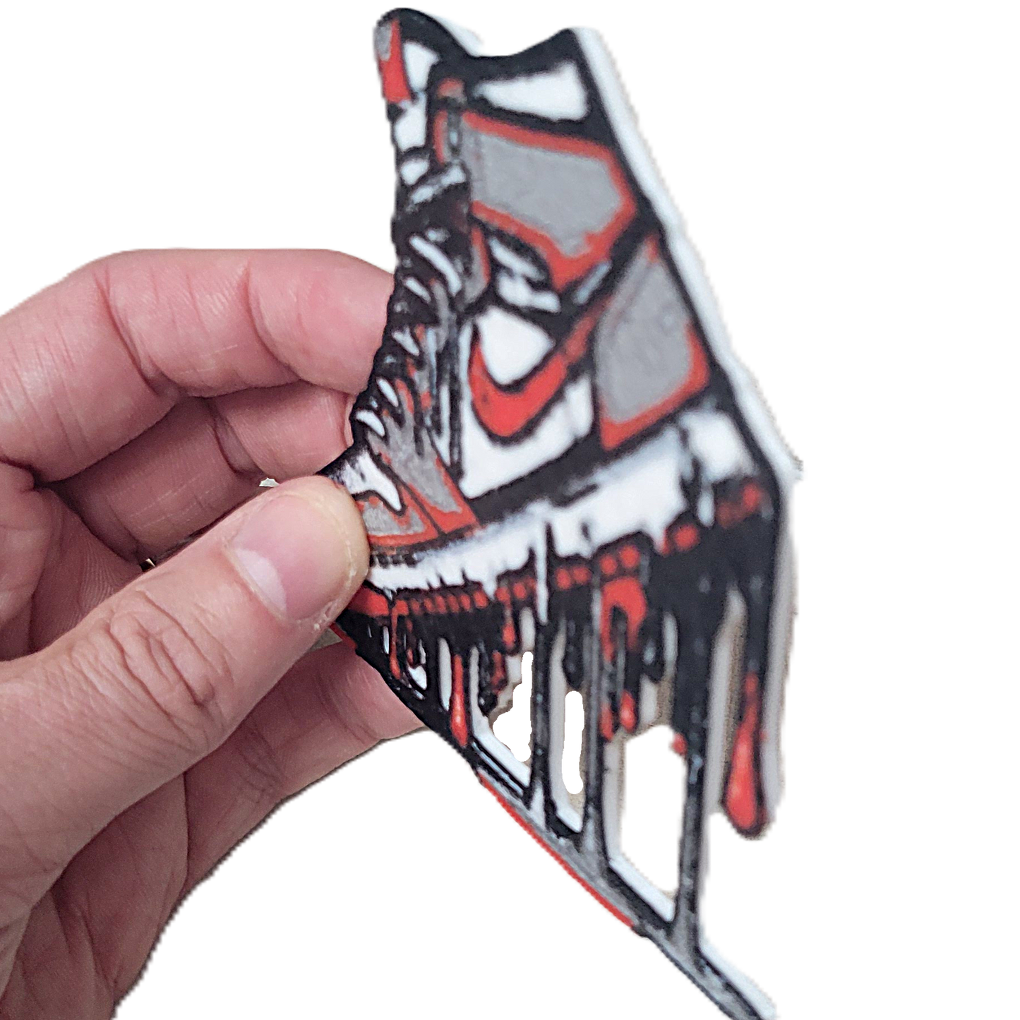 Znet3D Drip Jordan Sneaker Magnet, Bold Streetwear-Inspired, Decorative Magnet for Refrigerator, Locker Room or Office. Vibrant High-Top Jordan Nike Shoe Illustration