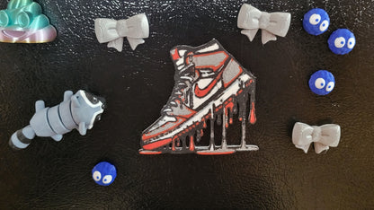 Znet3D Drip Jordan Sneaker Magnet, Bold Streetwear-Inspired, Decorative Magnet for Refrigerator, Locker Room or Office. Vibrant High-Top Jordan Nike Shoe Illustration