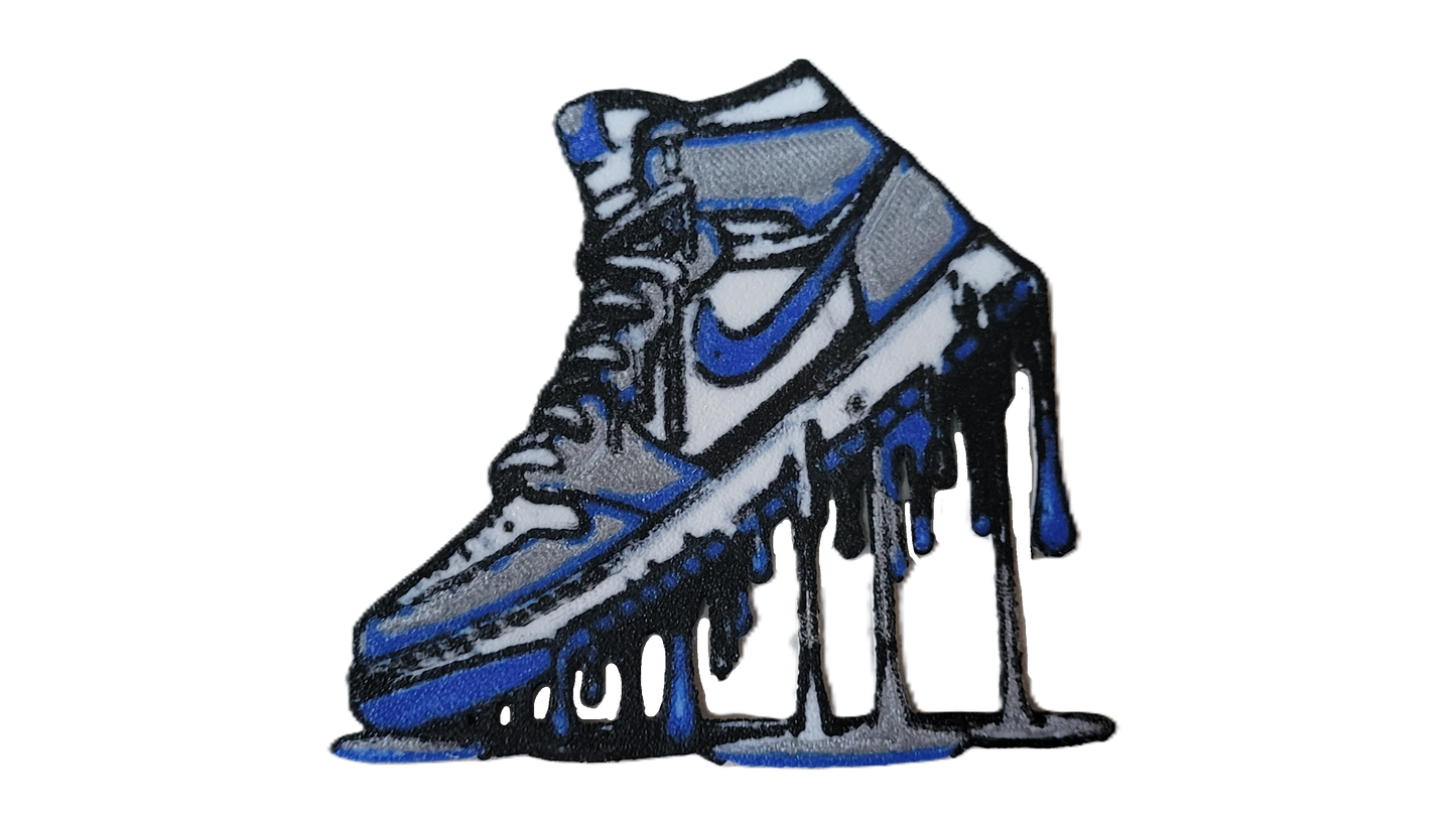 Znet3D Drip Jordan Sneaker Magnet, Bold Streetwear-Inspired, Decorative Magnet for Refrigerator, Locker Room or Office. Vibrant High-Top Jordan Nike Shoe Illustration