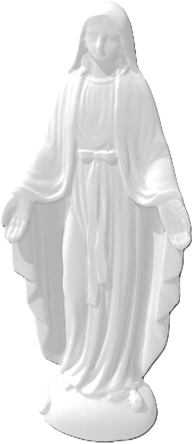 Znet3D Virgin Mary Statue – Our Lady Blessed Mother Figurine with Open Arms – Made in USA – White PLA Plastic Mary Sculpture – Catholic Home Décor – 5.5 Inch Tall (White)