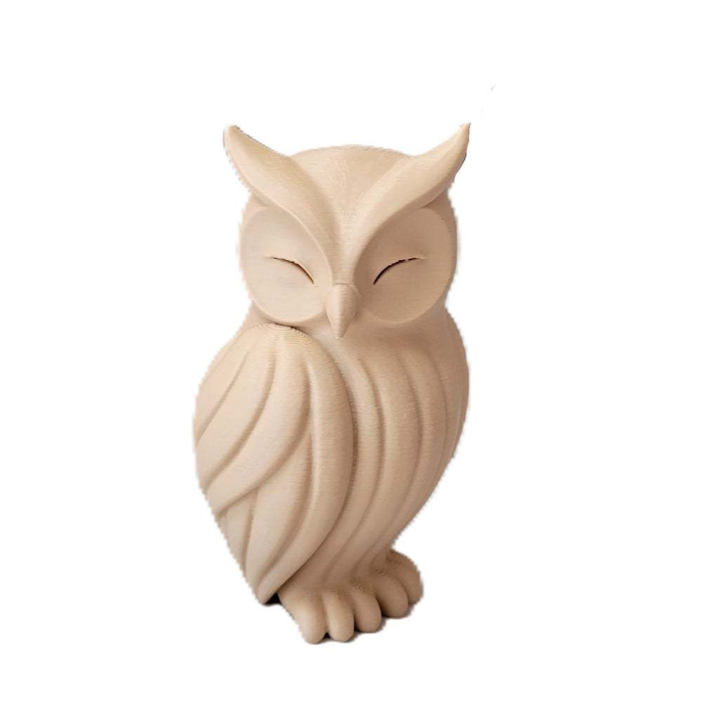 Znet3D Japandi Owl Figurine Minimalist Sculpted Shelf Decor Modern Accent 4 Inch, Bone White
