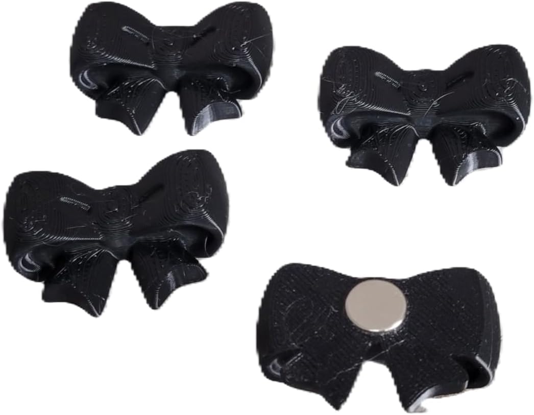 Znet3D Bow Magnets – Strong and Cute Refrigerator Magnets – 1.5 x 1.25 Inches – Perfect for Home, Office, or Classroom – Adorable and Functional Décor – 4 Pack (Black)
