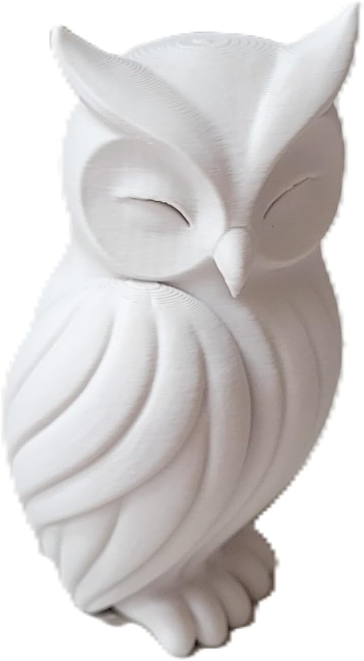 Znet3D Japandi Owl Figurine Minimalist Sculpted Shelf Decor Modern Accent 4 Inch, Bone White