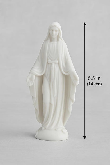 Znet3D Virgin Mary Statue – Our Lady Blessed Mother Figurine with Open Arms – Made in USA – White PLA Plastic Mary Sculpture – Catholic Home Décor – 5.5 Inch Tall (White)