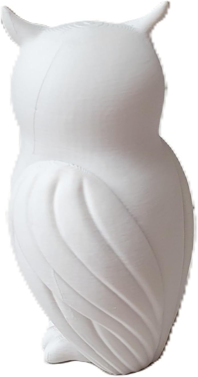 Znet3D Japandi Owl Figurine Minimalist Sculpted Shelf Decor Modern Accent 4 Inch, Bone White