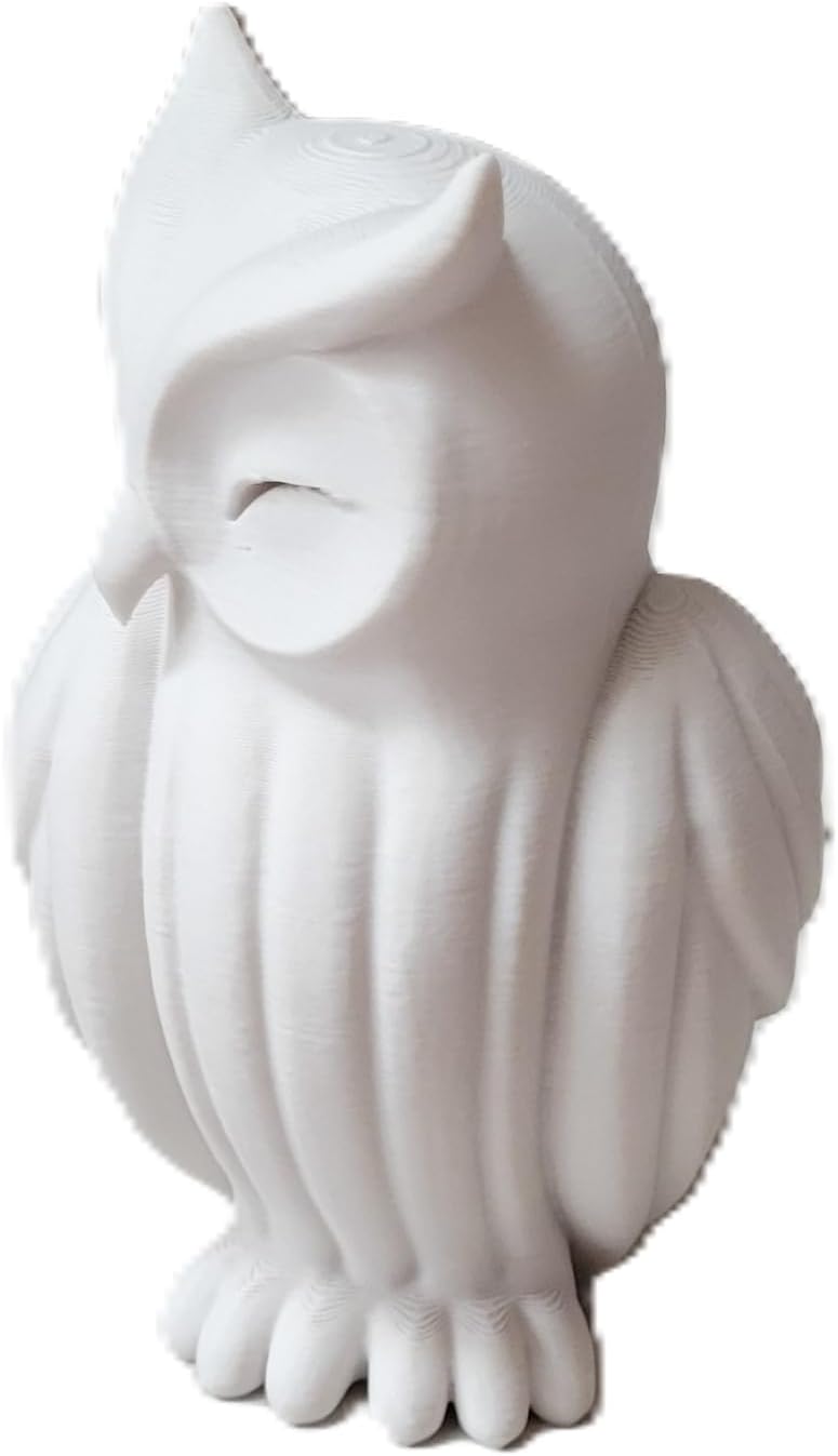 Znet3D Japandi Owl Figurine Minimalist Sculpted Shelf Decor Modern Accent 4 Inch, Bone White
