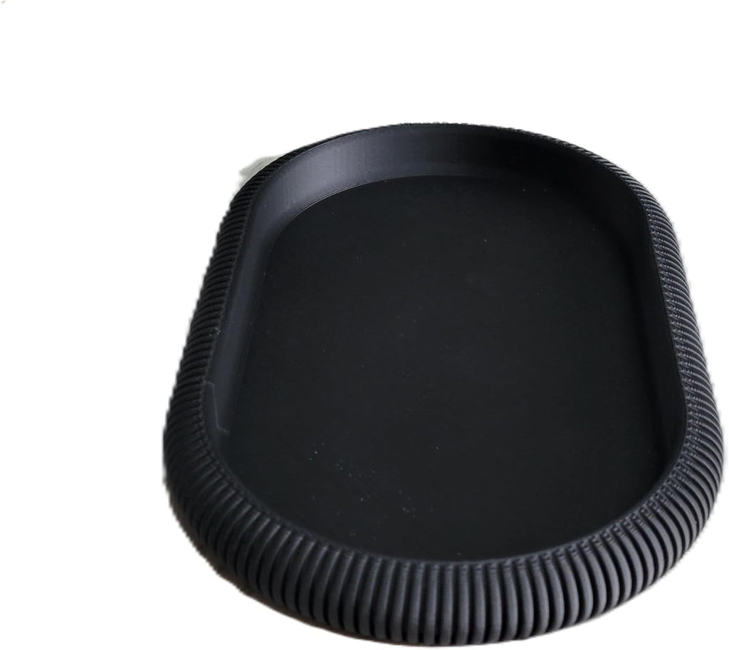 Japandi Oval Catchall Tray Fluted Decorative Vanity Dish Modern Home Decor, Charcoal